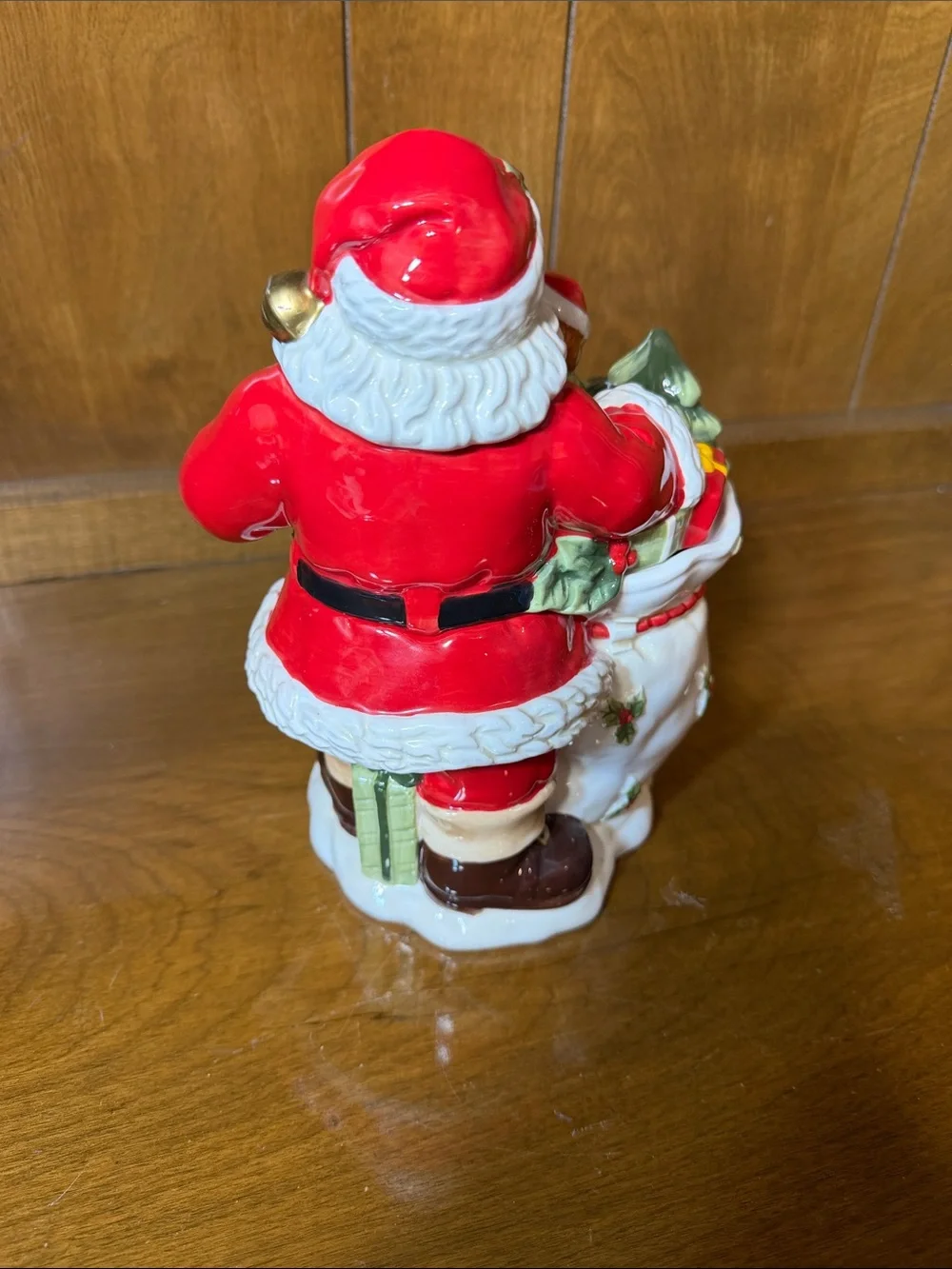 Holiday Ceramic Santa Cookie Jar with Gift Sack - Red